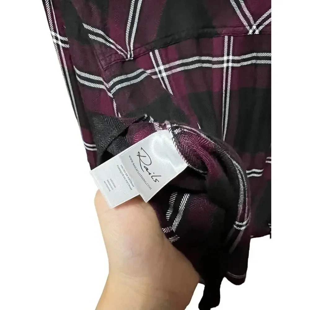 Rails Dylan Button Up Mahogany Black Ivor Top - image 7